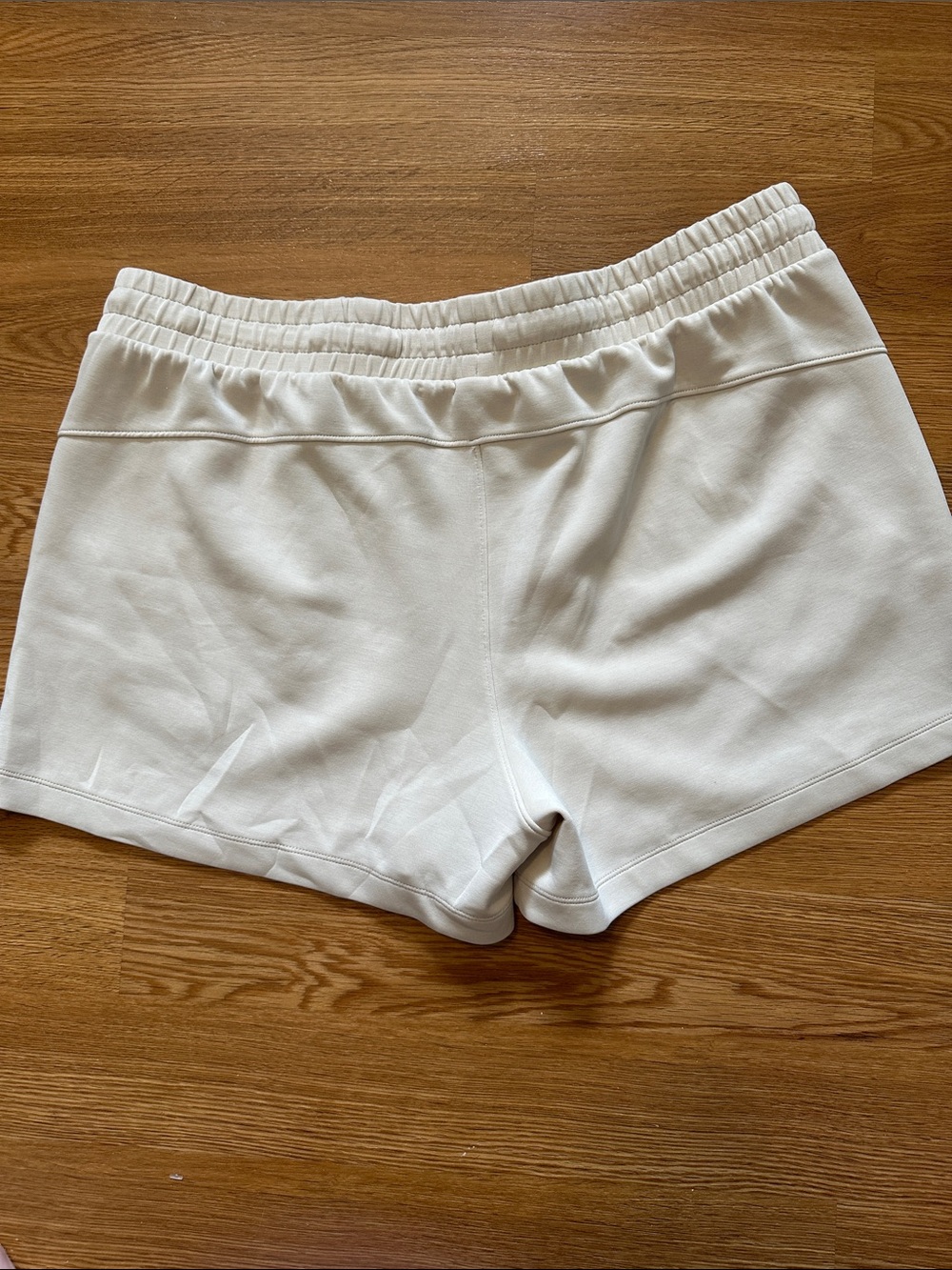 Women's Plus Casual Elastic Waist Shorts- 2 pair— Light Blue and Cream - Picture 5 of 6
